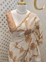 Linen with floral and leafy applique jaal pattern - Image 4