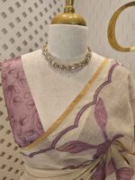 Linen with floral and leafy applique jaal pattern - Image 2
