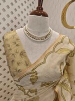 Linen with floral and leafy applique jaal pattern - Image 8