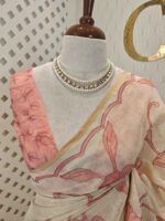 Linen with floral and leafy applique jaal pattern - Image 11