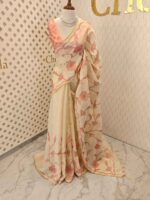 Linen with floral and leafy applique jaal pattern - Image 12