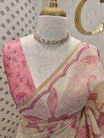 Linen with floral and leafy applique jaal pattern - Image 14