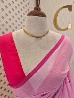 Mul cotton with lotus bud design and lotus flower embroidery design in stripes borders - Image 9