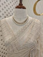 Net saree with cutbead and sequence work on horizontal direction - Image 20