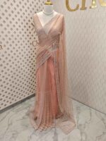 Net saree with cutbead and sequence work on horizontal direction - Image 30