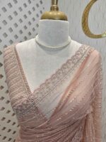 Net saree with cutbead and sequence work on horizontal direction - Image 29