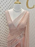 Net saree with cutbead and sequence work on horizontal direction - Image 28