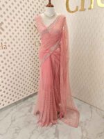 Net saree with cutbead and sequence work on horizontal direction - Image 33