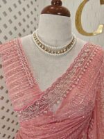 Net saree with cutbead and sequence work on horizontal direction - Image 32