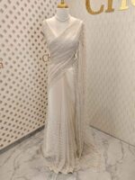Net saree with cutbead and sequence work on horizontal direction - Image 27