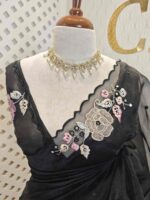 Organza with satin thread work and mirror, beads work - Image 20