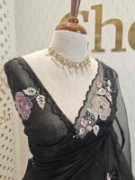 Organza with satin thread work and mirror, beads work - Image 21