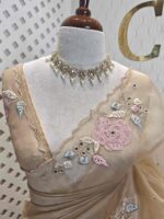 Organza with satin thread work and mirror, beads work - Image 23