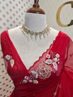 Organza with satin thread work and mirror, beads work - Image 26