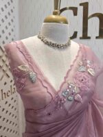 Organza with satin thread work and mirror, beads work - Image 33