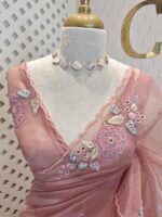 Organza with satin thread work and mirror, beads work - Image 35