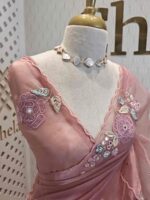 Organza with satin thread work and mirror, beads work - Image 36