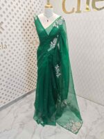 Organza with satin thread work and mirror, beads work - Image 40