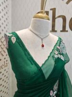 Organza with satin thread work and mirror, beads work - Image 39
