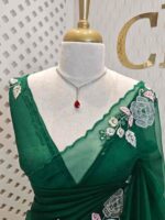 Organza with satin thread work and mirror, beads work - Image 38