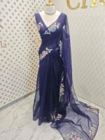 Organza with satin thread work and mirror, beads work - Image 43