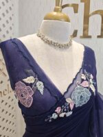 Organza with satin thread work and mirror, beads work - Image 42