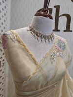 Organza with satin thread work and mirror, beads work - Image 51
