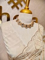 Organza with hibiscus flower and bud like motif  thread work - Image 32