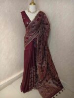 Organza with bold oval motifs and intricate gold overall embroidery - Image 10