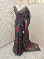 Organza with double colour turkish work and scallop border - Image 3