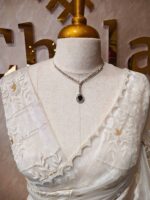 organza with turkish big flowers on pallu like aslant and heavy work on body - Image 5