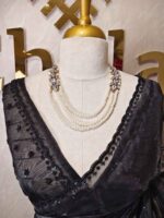 Organza with turkish large flower on pallu potion and hilighted on sequence work - Image 5