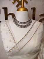 Organza with turkish large flower on pallu potion and hilighted on sequence work - Image 2