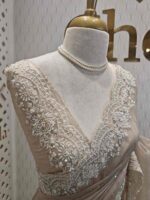Organsa with digital printed body and floral lace border - Image 6