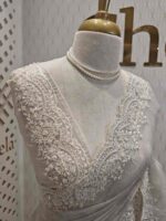 Organsa with digital printed body and floral lace border - Image 9
