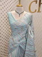 Organza with turkish flowing designs and sequence, beaded scallop border