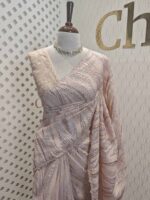Organza with turkish flowing designs and sequence, beaded scallop border - Image 7