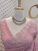 Organza with turkish flowing designs and sequence, beaded scallop border - Image 11