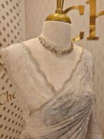 Organza with golden, silver metallic turkish like thread work and scallop borde - Image 21