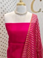 Salwar with plain body and golden zari thin multiple line border - Image 4