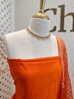 Salwar with plain body and golden zari thin multiple line border - Image 8
