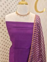 Salwar with plain body and golden zari thin multiple line border - Image 10