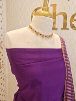 Salwar with plain body and golden zari thin multiple line border - Image 11