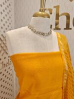 Salwar with plain body and golden zari thin multiple line border - Image 17