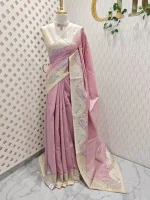 Semi tussar with golden and silver metallic thread peacock, creepy design - Image 3