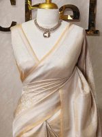 Banarasi with large suttle motifs all over the body part and with double boarder