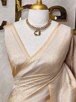Banarasi with large suttle motifs all over the body part and with double boarder - Image 2