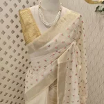 Chandheri silk with scattered small motifs in shade of pink and pastel green