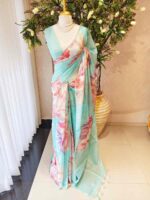 Chandheri with large floral patterns in contrast and stuttle colour - Image 12