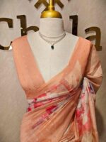 Chandheri with large floral patterns in contrast and stuttle colour - Image 7